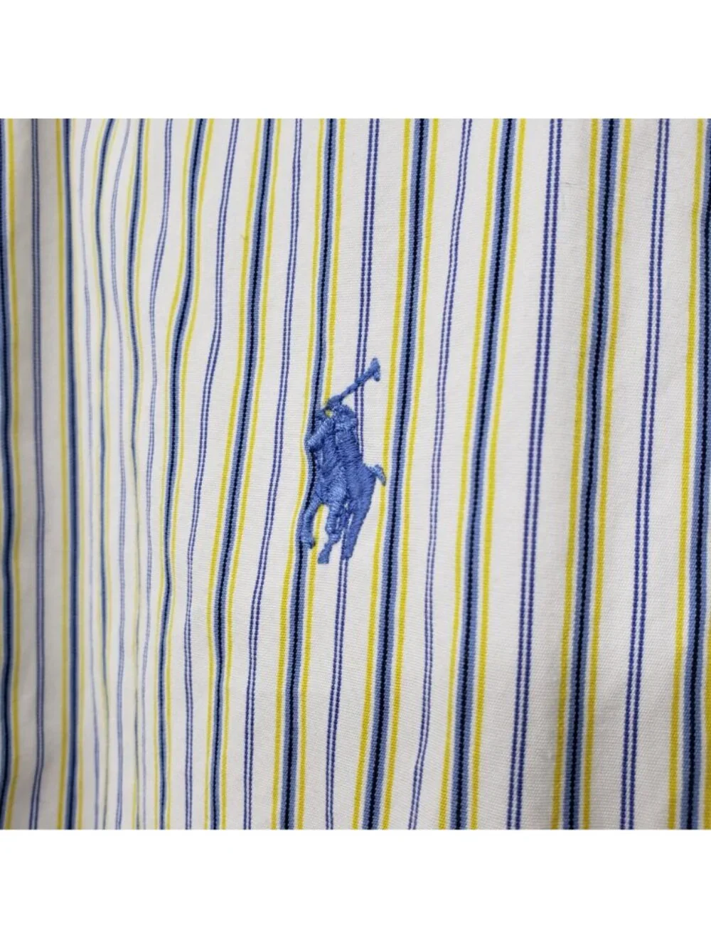 Ralph Lauren White Blue Yellow Stripe Button Down Shirt Mens 15 1/2 34 35